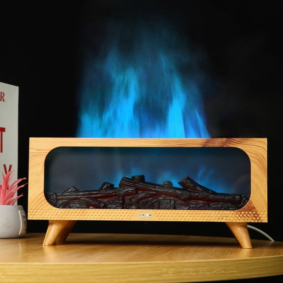 Honeeladyy Fireplace Humidifier Diffuser, 7 Colors Flame Diffuser for Essential Oils, Fire Aroma Diffuser, Air Humidifiers Aromatherapy Diffuser for Home, Bedroom, Office, Yoga