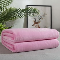 Honeeladyy Fleece Blanket Super Soft Cozy Throw Blanket 16" x 40", Solid Color Lightweight Fuzzy Comfy Textured Flannel Blanket Warm Plush Throw Blankets for Couch, Sofa, Bed, Pink