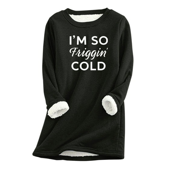 Honeeladyy Fleece Lined Pullover for Women Winter Warm Fuzzy Sweatshirt Crewneck Solid Color Print Sweatshirts Loungewear Tunic Tops Thanksgiving Gift