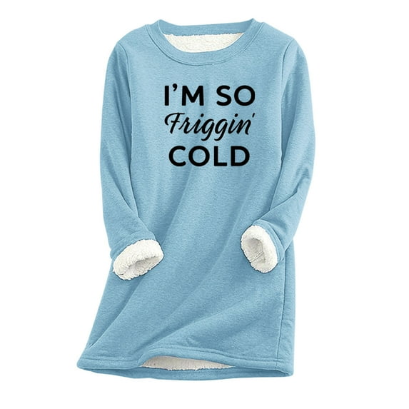 Honeeladyy Fleece Lined Pullover for Women Winter Warm Fuzzy Sweatshirt Crewneck Solid Color Print Sweatshirts Loungewear Tunic Tops Christmas Gift