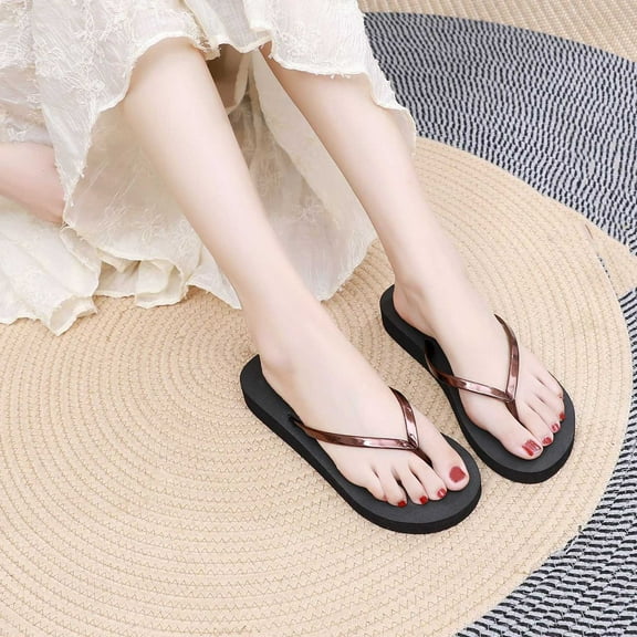 Honeeladyy Flip Flops For Women Thong Sandals Comfortable Slippers Casual Summer Beach Slippers Brown 42