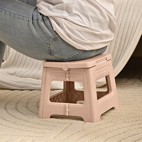 Honeeladyy Folding Step Stool 9", Step Stool, Heavy Duty Step Stools for Adults, Space Saving Small Foot Stools, Lightweight Step Stool for Kitchen, Bathroom, Office, Outdoor, Camping (Pink)