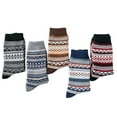 thumbnail image 1 of Honeeladyy Fuzzy Socks for Women,5Pairs Men Warm Winter Socks Retro Print Thick Knit Cozy Middle Tube Socks, 1 of 3
