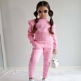 thumbnail image 1 of Honeeladyy Girls 2 Piece Outfits Velour Tracksuit Cute Clothes Sweatsuit Ruffle Pullover Sweatshirt Sweatpants Clothing Sets for Fall Spring New Year Gift Pink 1-2Years, 1 of 8