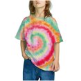 thumbnail image 1 of Honeeladyy Girls Boys Fashion Short Sleeve Gradient Print Tops Child Crewneck Summer Casual Loose Tshirt kids girls clothes, 1 of 6