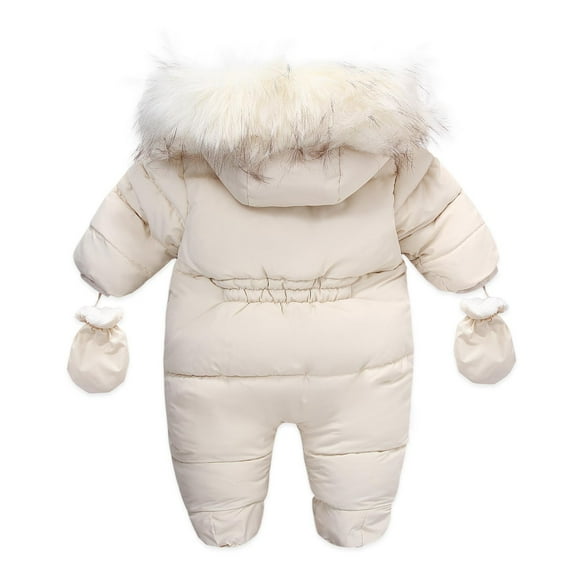Honeeladyy Gloves for Boys Girls,Baby Boys Hooded Romper Winter Clothing Set Snowsuit With Gloves And Booties Jumpsuit Outfits 6-9 Months