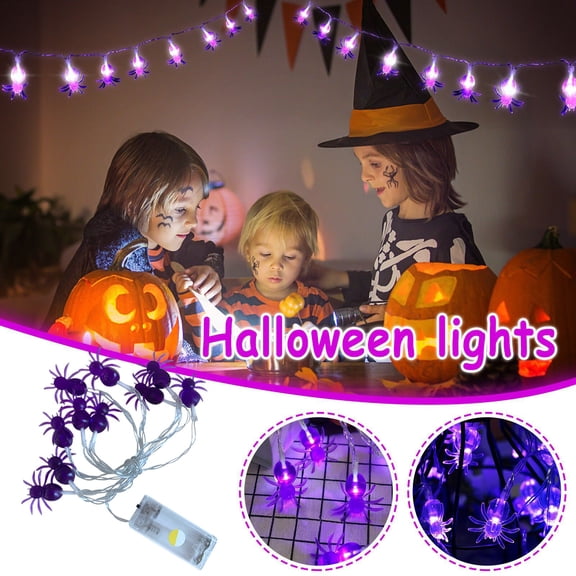 Honeeladyy Halloween Decoration Spider String Lights 5 Ft Battery Powered Spooky String Lights with 10 Spider LED Lights for indoor Outdoor Tree Window Party Decorations