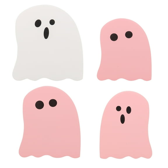 Honeeladyy Halloween Ghost Table Decor Set of 4, Cute Wooden Ghosts Plank Signs, Rustic Shelf Decor Wooden Ghost Desk Office Decor