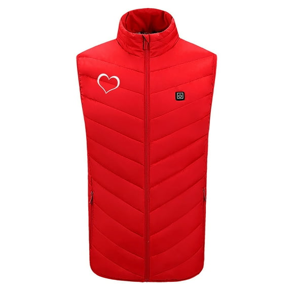 Honeeladyy Halloween Plus Size Sleeveless Heated Coat For Men And Women Love Print Heating Heated Jacket Winter Heating Coat #Ba-Red-M