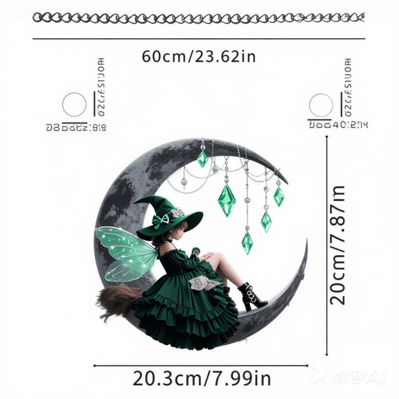 Honeeladyy Halloween Witch Crystal Acrylic Wall Decor - Sparkling Hanging Ornament for Window Door Seasonal Gothic Home Decoration Witch Lover Gift