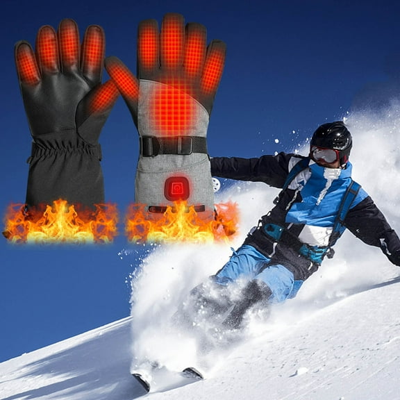 Honeeladyy Heated Ski Gloves for Women and Men , Winter Warm Skiing Gloves, Rechargeable Heating Glove for Skiing, Snowboarding, Snowmobile, Outdoor Sports, Dark Gray