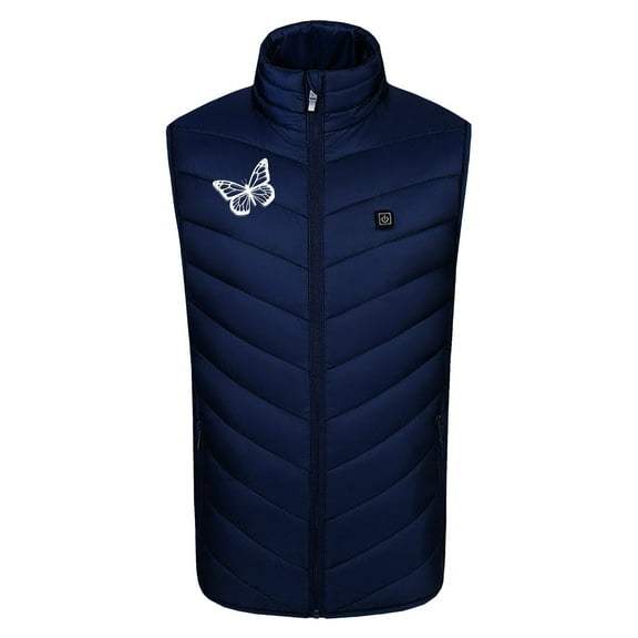 Honeeladyy Heated Windproof Plus Size Coat For Men And Women,USB Intelligent Constant Temperature Butterfly Print Winter Heated Jacket Coat #Ia-Dark Blue-L