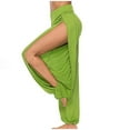 thumbnail image 1 of Honeeladyy High Slit Harem Pants Women Hippie Harem Pants Trousers Green-M, 1 of 7