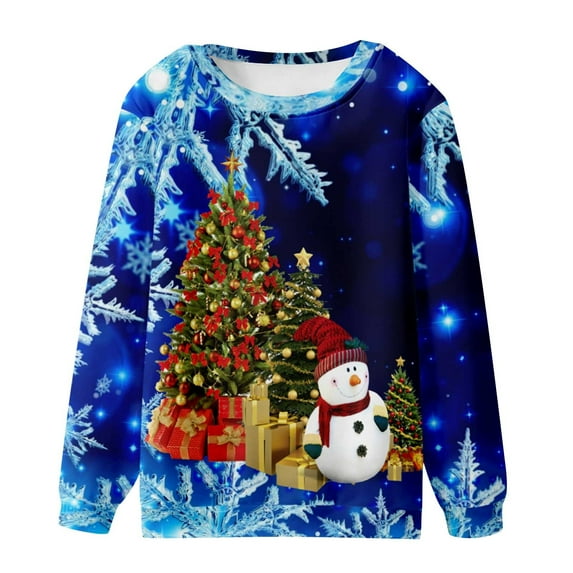 Honeeladyy Hoodie Sweatshirt for Men,Men Casual Fashion Round Neck Sweatshirt Christmas 3D Digital Printing Pullover Long Sleeve Tops