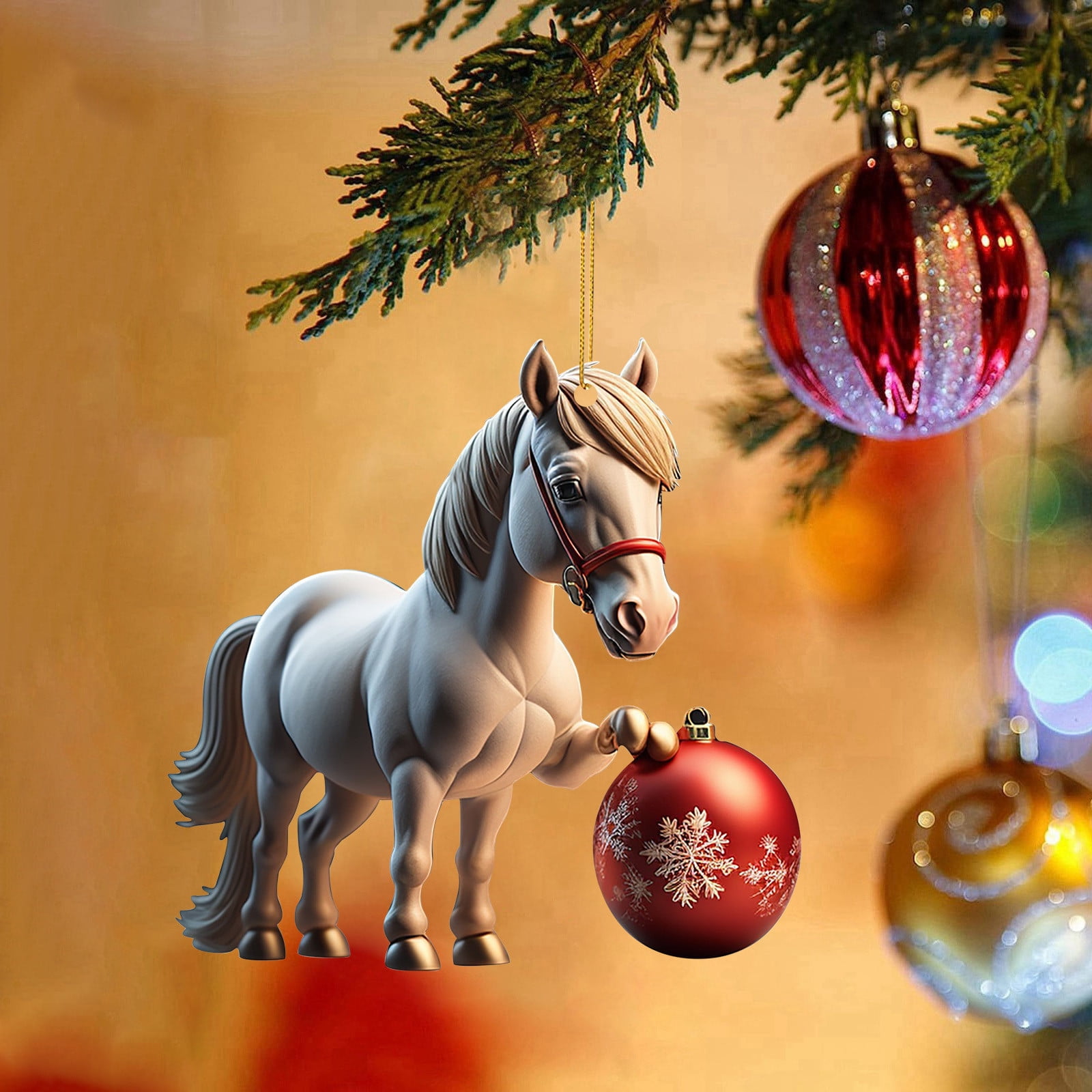 Honeeladyy Horse Ornaments for Christmas Tree 2024, Wild Horse