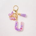 thumbnail image 1 of Honeeladyy Initial Letter Keychains for Women Butterfly Pink Purple Cute Car Keychain for Wallet Backpack Bag (U）, 1 of 4