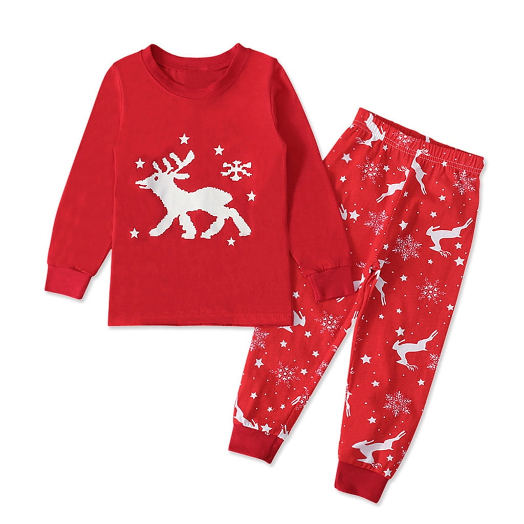 Honeeladyy Kids Christmas Pajamas Long Sleeve Boys Christmas PJs