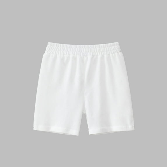 Honeeladyy Kids Loose Shorts Summer Solid Color Elastic Waist Straight Leg Soft Shorts for School Beach White 4 Years