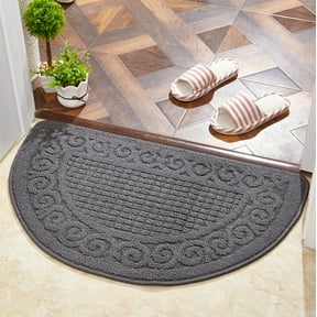 Honeeladyy Kitchen Rugs for Floor 16"X25", Non Slip Washable Kitchen Mats, Absorbent Standing Rug, Soft Throw Rug, Easy To Clean Half Circle Carpet for Sink,Laundry Room Area, Gray