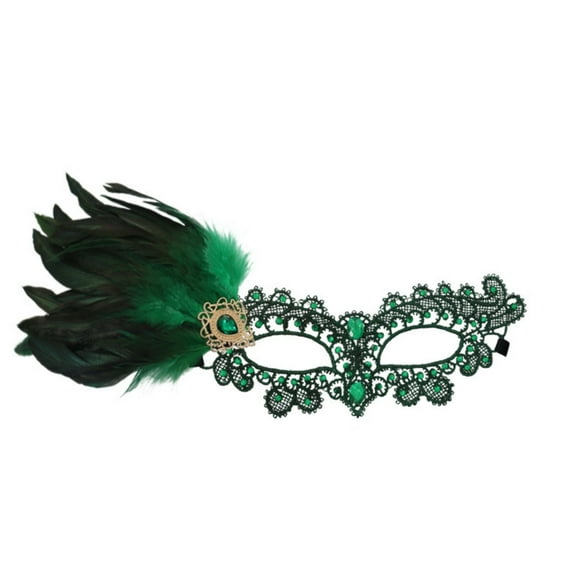 Honeeladyy Lace Masquerade Masks for Women, Peacock Feather Mardi Gras Mask for Christmas New Year Wedding Carnival Mardi Gras Party Evening Prom, Green