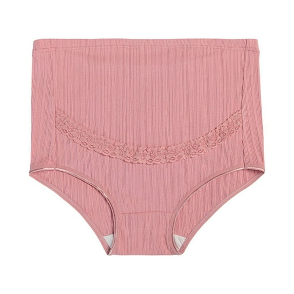 Honeeladyy Ladies Comfortable Prenatal Solid Color Lace Large Size Abdominal Panties High Waiste Underpants