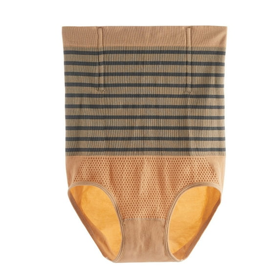 Honeeladyy Ladies Comfortable Solid Color Large Size High Waist Warm Belly Hip Lift Thin Waist Panties Underwear