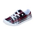 thumbnail image 1 of Honeeladyy Ladies Plaid Halloween Fashion Lightweight Casual Shoes Lace Up Walking Shoes Soft Lightweight Shoes Red Clearance under 5$, 1 of 8