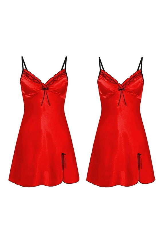 Ladies Sexy Nightgown V-neck Big Open back Hem Sexy Satin Nightgown pajamas for women clearance