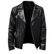 Honeeladyy Leather Jackets for Men Faux Bomber Jacket Men Motorcycle Lapel Asymmetric Zip-Up Blet Slim Fit Biker Coat Up Blet Slim Fit Biker Coat Ja