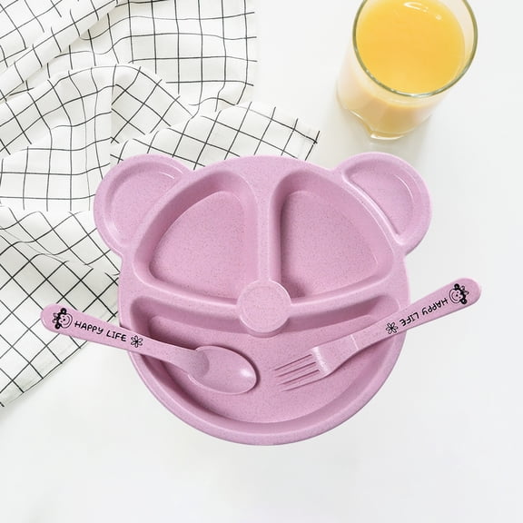 Honeeladyy Lightweight Divided Plates 7.87 Inch, Solid Color Reusable Practical Complementary Compartment Wheat Straw Plates for Picnic School Home Camp, Pink