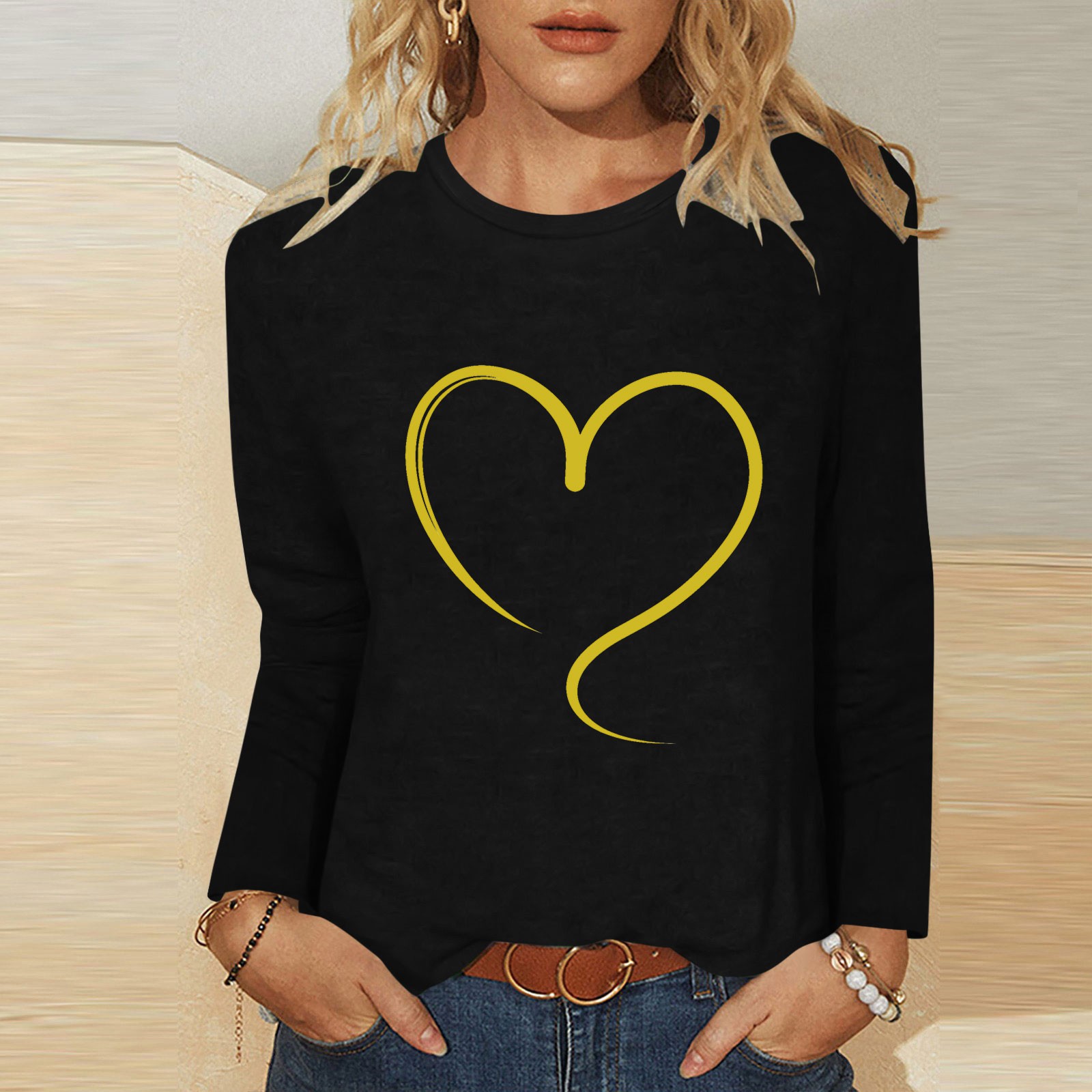 Honeeladyy Long Sleeve Tops for Women Summer Loose Cute Tops Elbow