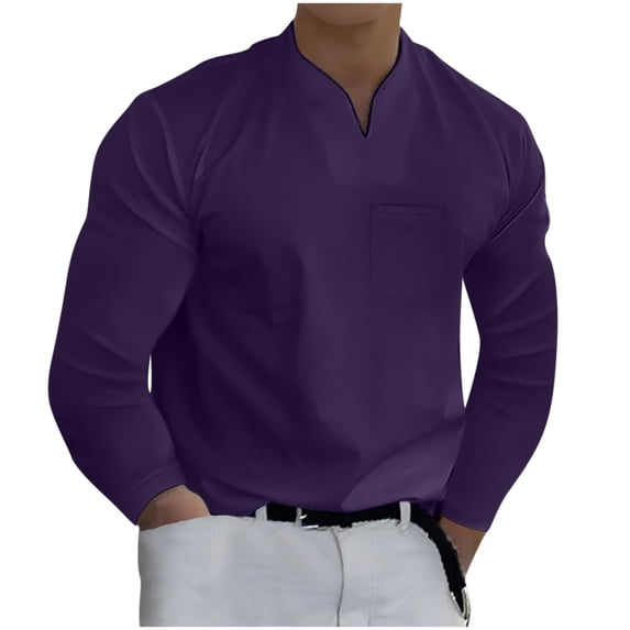 Honeeladyy Long Sleeve V-Neck Tops,Men Casual Solid Sports Long-sleeved V-neck Fitness Training Clothes T-shirt Top
