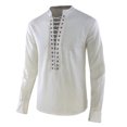 thumbnail image 1 of Honeeladyy Long Sleeve V-Neck Tops,New Medieval Performance Stage Costume Men's Long Sleeve Stand Collar Strap Shirt Long Sleeve V-Neck Blouses Shirts, 1 of 4
