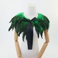 thumbnail image 1 of Honeeladyy Mardi Gras Feather Cape Collar for Women, Black Shoulder Shawl Cloak with Ribbon Tie, Christmas Party Costume Wedding Accessory, Green, 1 of 6