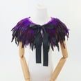 thumbnail image 1 of Honeeladyy Mardi Gras Feather Cape Collar for Women, Black Shoulder Shawl Cloak with Ribbon Tie, Christmas Party Costume Wedding Accessory, Purple, 1 of 3