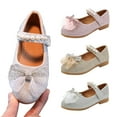 thumbnail image 1 of Honeeladyy Mary Jane Shoes for Girls Toddler School Uniform Shoes Cute Lightweight Leather Ballet Flats Gift Gold 2Years, 1 of 9