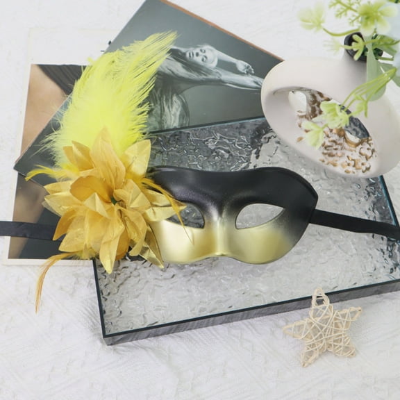 Honeeladyy Masquerade Masks for Women Men, Mardi Gras Mask, Christmas Masks with Elegant Feather, Half Face Masks for Masquerade Ball Carnival Party, Halloween, Performance, Gold