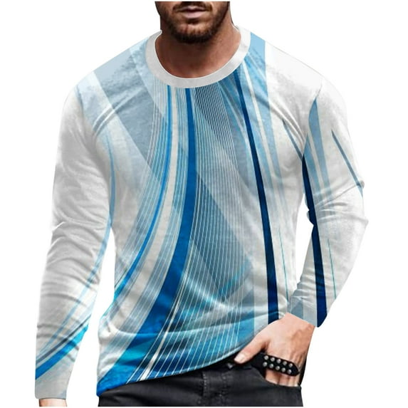 Honeeladyy Men Bottoming Long-Sleeved Tops,Men Casual Round Neck Long Sleeve Pullover 3D Printed T-Shirt
