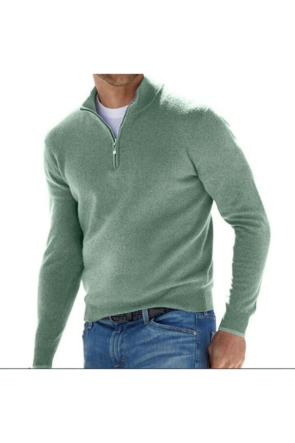 Men Bottoming Long-Sleeved Tops,Men's Fashion Wool Sweater Stand Up Collar Solid Long Sleeved Knitted Pullovers