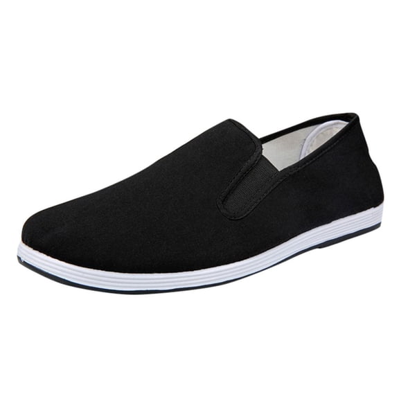 Honeeladyy Men Boys Casual Sneakers Sports Running Breathable Solid Canvas Slip-On Shoes Black Clearance under 10$