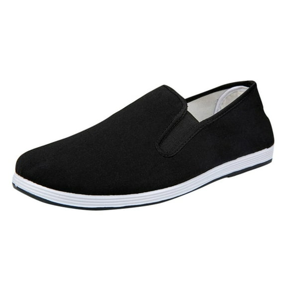 Honeeladyy Men Boys Casual Sneakers Sports Running Breathable Solid Canvas Slip-On Shoes Black Clearance under 5$