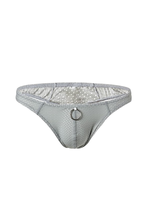 Men Casual Solid Mid Waist Breathable Underwear Ring Panties Attractive Fashion Breathable Nylon Mesh Thong Cool And Comfortable