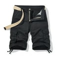 thumbnail image 1 of Honeeladyy Men Casual Solid Zipper Button Pockets Cropped Cargo Shorts tops for men, 1 of 3