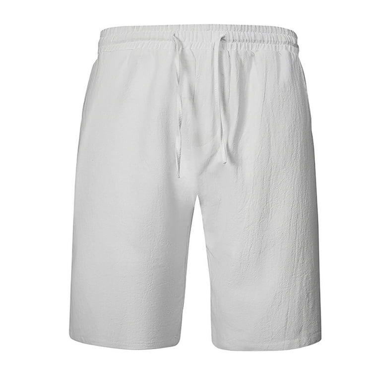 Honeeladyy Men Cotton and Linen Shorts With Pockets Elasticated
