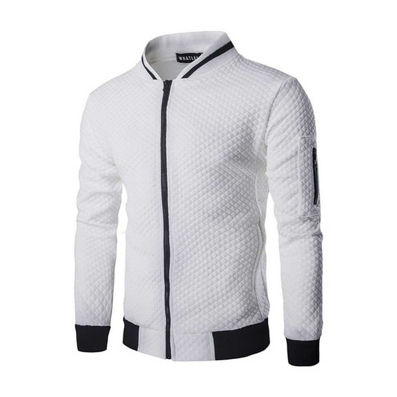 Honeeladyy Men Diamond Casual Contrasting Zip Stand Collar Hoodie Jacket Coat Winter Coats for Men