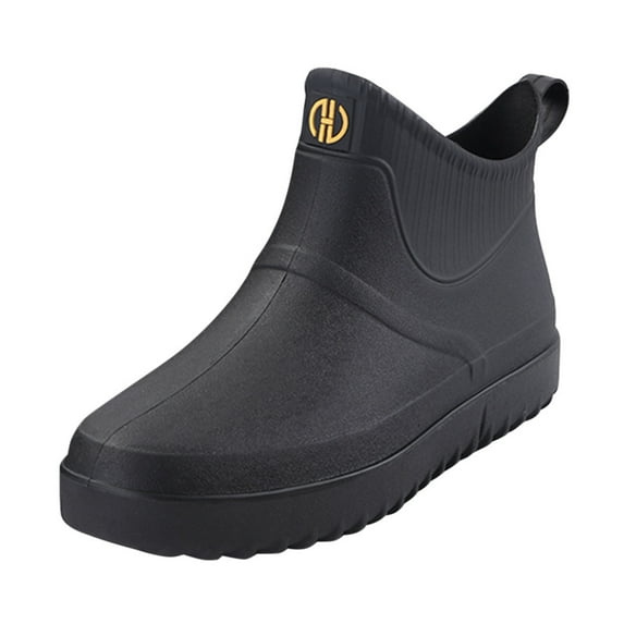 Honeeladyy Men Fashion Casual Outdoor Waterproof Short Ankle Rain shoes Slip On Water Shoes Black Sales Online