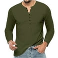thumbnail image 1 of Honeeladyy Men Outdoor Shirt Solid Color Collar Button Long Sleeve Blouse Regular Fit Breathable Loose Fit Sports Tops #Kj-Army Green-L, 1 of 5