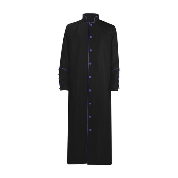 Honeeladyy Men Solid Halloween Coat Stand Collar Long-sleeved Button Robe Coat sleeved Button Robe Coat K