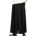 thumbnail image 1 of Honeeladyy Men Wide Leg Pants Summer Streewear Cotton Loose Jogging Pants Solid Color Lightweight Beach Trousers for Teens New Year Gift for Boyfriend Black L, 1 of 6