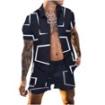 thumbnail image 1 of Honeeladyy Men's 2 Pieces Shirts Set Casual Short Sleeve Button Down Shirts and Shorts Outfits #Wb-Navy-S, 1 of 6